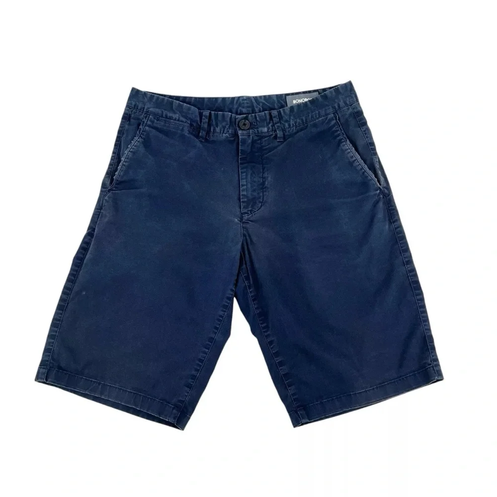 Bonobos Shorts Mens Size 30 Navy Chinos Classic Stretch Cotton Broken-in 11in